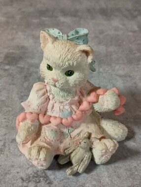 Calico Kittens,Pastel Pink & Blue Decorative Cat Figurine for Cat Lovers